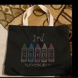 Augusta Sportswear White shoulder straps Black Canvas Teacher Bag~3rd Bling bag